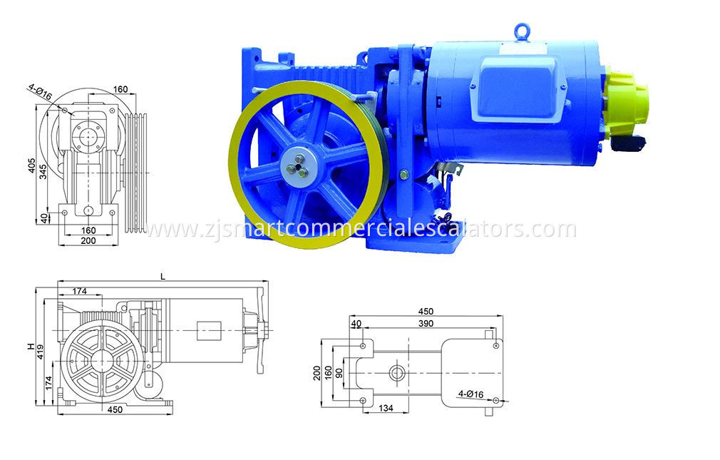 AC220V Elevator Geared Traction Machine